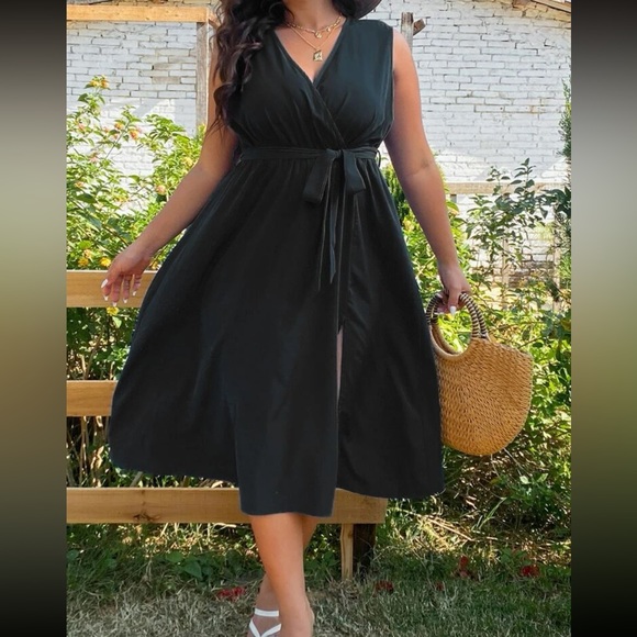 plus size belted wrap dress